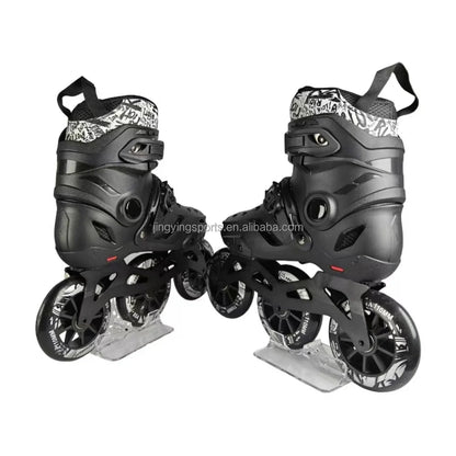 2025 Jingying Custom Factory 3 Wheels Inline Adjustable Slalom Roller Skates CNC Aluminum Frame Freestyle Roller Skating Shoes