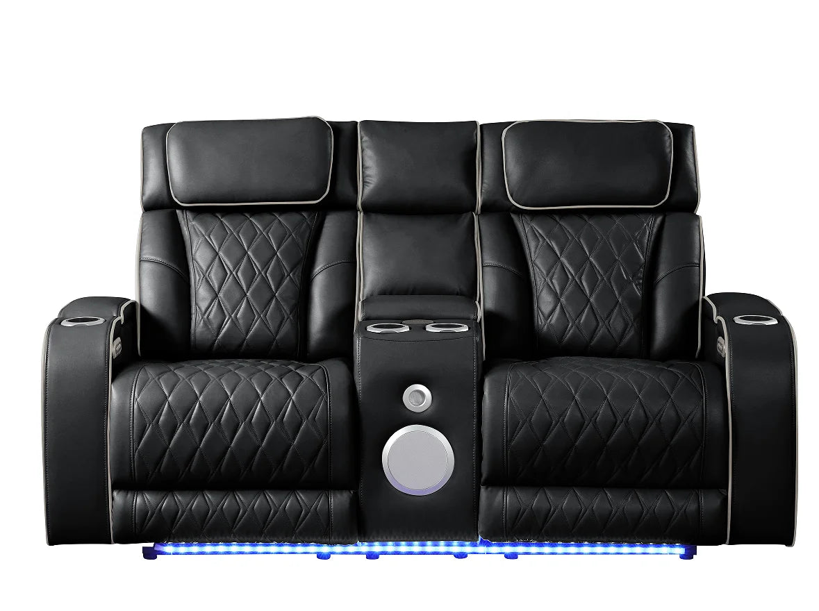 Modern Style Upholstery Recliner 2PC Livingroom  Made with Wood & Massage Function Included-Black