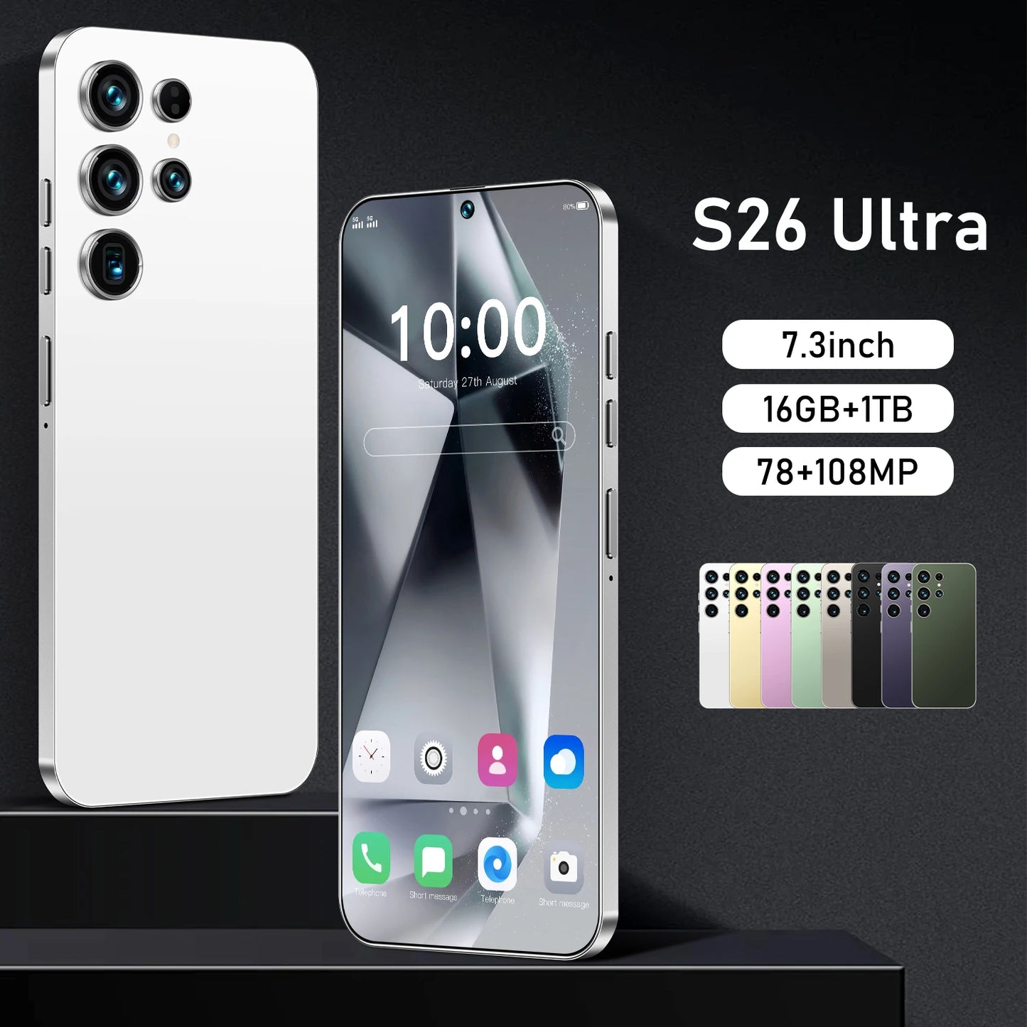 2025 New Original 7.3inch S26 Mobile Phone 16GB 512GB 7800mAh 4G 5g Smart Phone