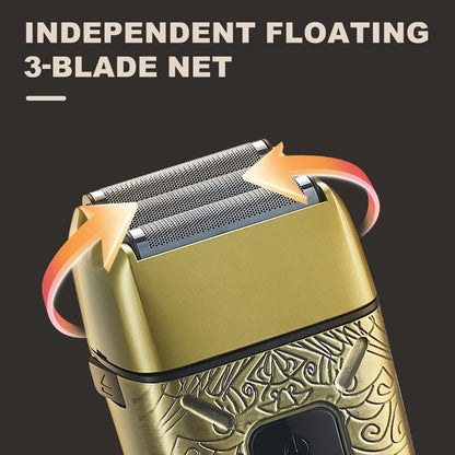 3-blade Men's Reciprocating Rotary Shaver USB Rechargeable Wet and Dry Use Gift for Men