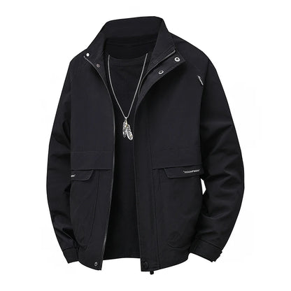 Men's Stand Collar Work Jacket Slightly Loose Waterproof Windproof Jacket Youth Work Jacket Men
