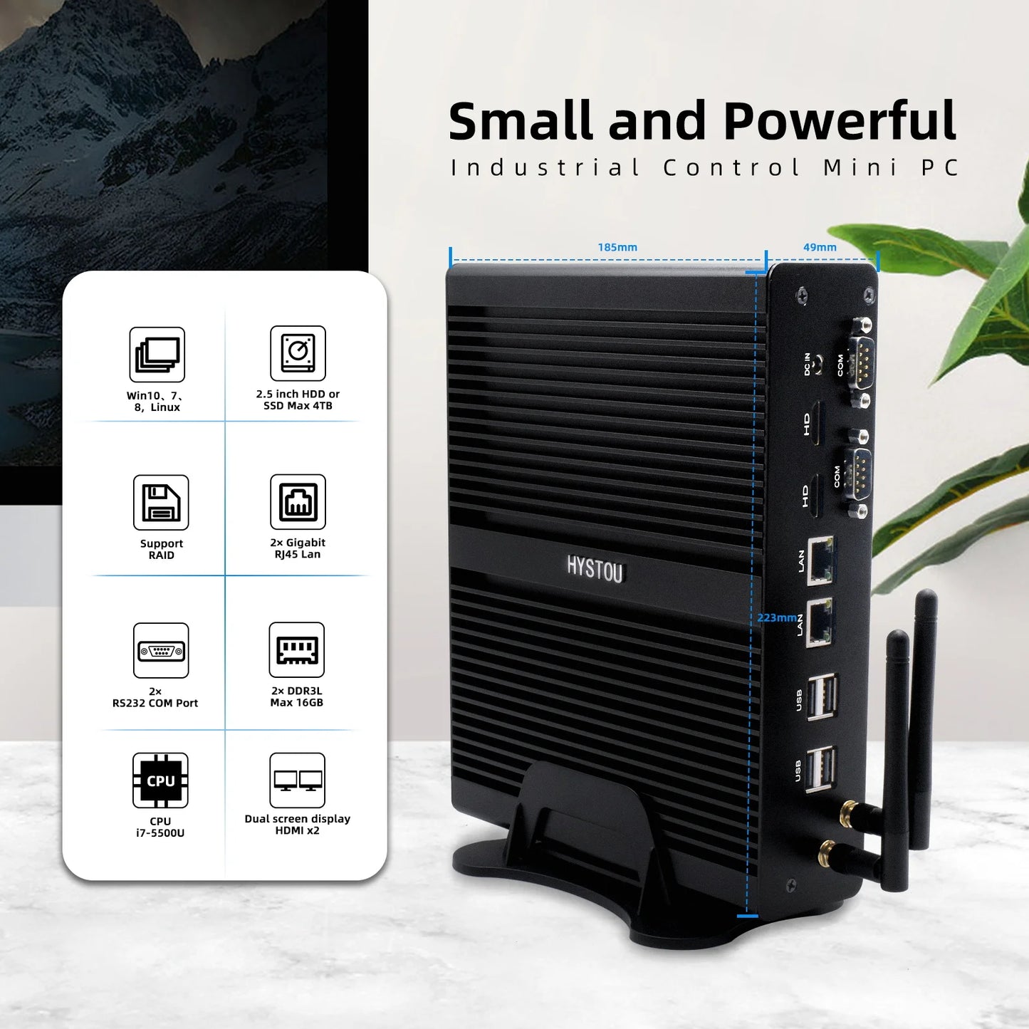 Hystou Core I7 5500U Mini Gamer Desktop PC New Industrial 8 USB DDR3 RAM Barebone System SSD US Plug