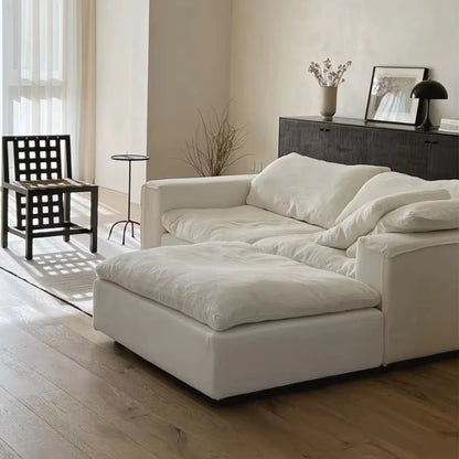 Cream Wind Cloud Sofa Set Modern Household Fabric Compressed Sofa Set 7 Seater Compression Sofa