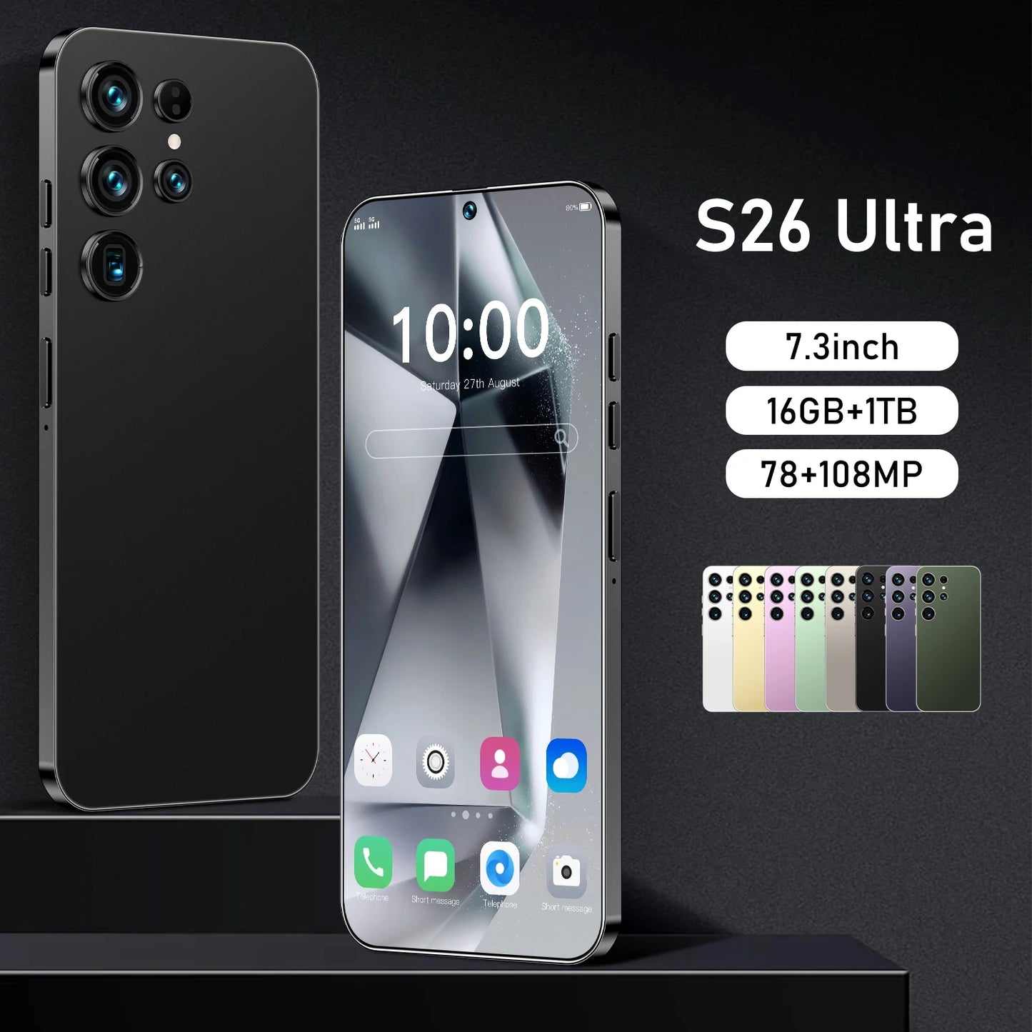 2025 New Original 7.3inch S26 Mobile Phone 16GB 512GB 7800mAh 4G 5g Smart Phone