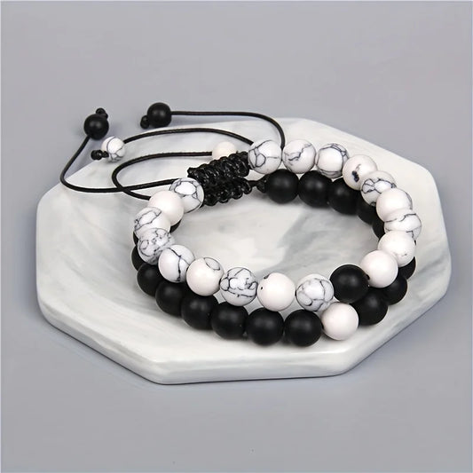 2 Pieces Couple Retro Fashionable Adjustable Beaded Jewelry Accessories for Men, Retro Style