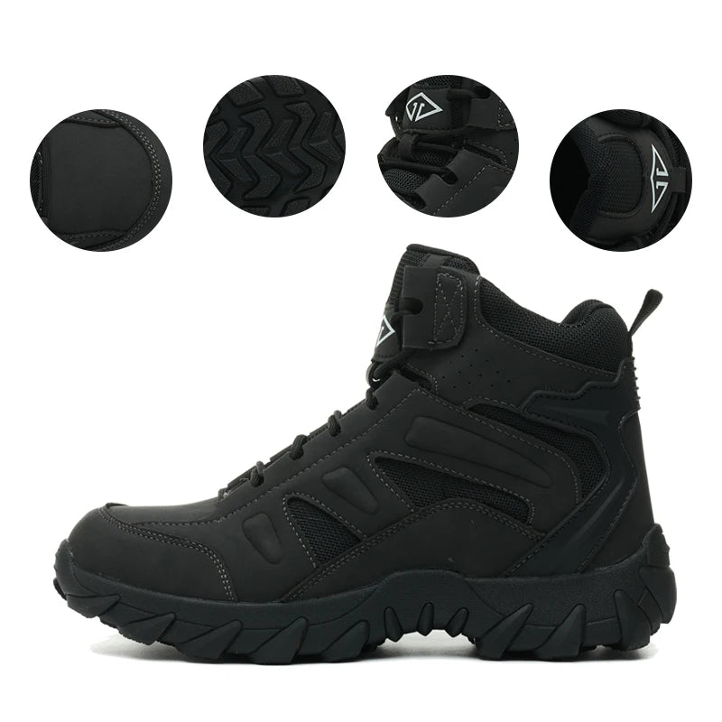 Men's Steel Toe Safety Shoes, Microfiber Upper Rubber Sole, Anti-slip Wear-resistant Breathable Working Shoes for Men