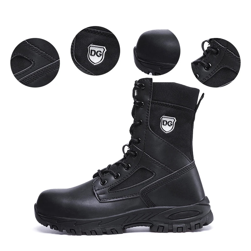 Men's Steel Toe Protective Boots, Microfiber Upper PU Sole, Breathable Wear-resistant Safety Work Boots for Men