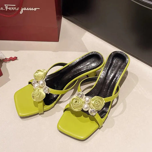 Women Open Toe High Heel Sandals 2026 Spring Korean Style Square Toe Cup Heel Elegant Versatile Office Party Footwear