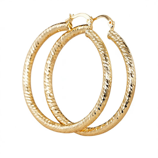 Women's Golden Hoop Earrings 18K Gold Plated Zinc Alloy Party Fashion Jewelry Large Circle Statement Accessories
