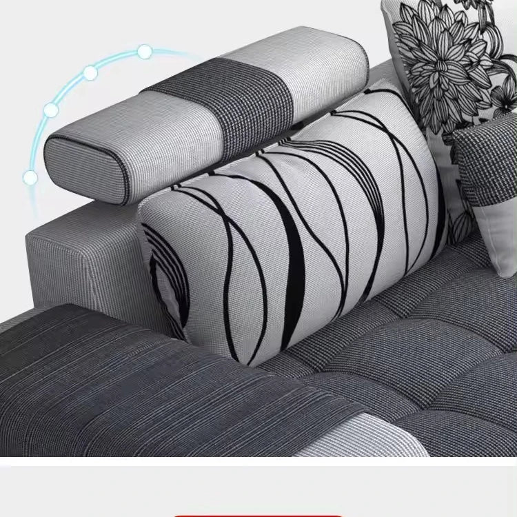 Living Room Fabric Sofa Modern Minimalist Home Corner Sofa Furniture Combination Nordic Solid Frame Fabric Sofa