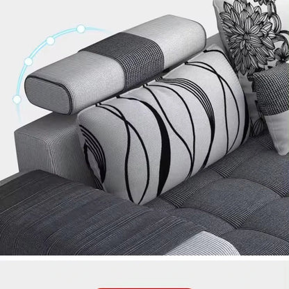 Living Room Fabric Sofa Modern Minimalist Home Corner Sofa Furniture Combination Nordic Solid Frame Fabric Sofa