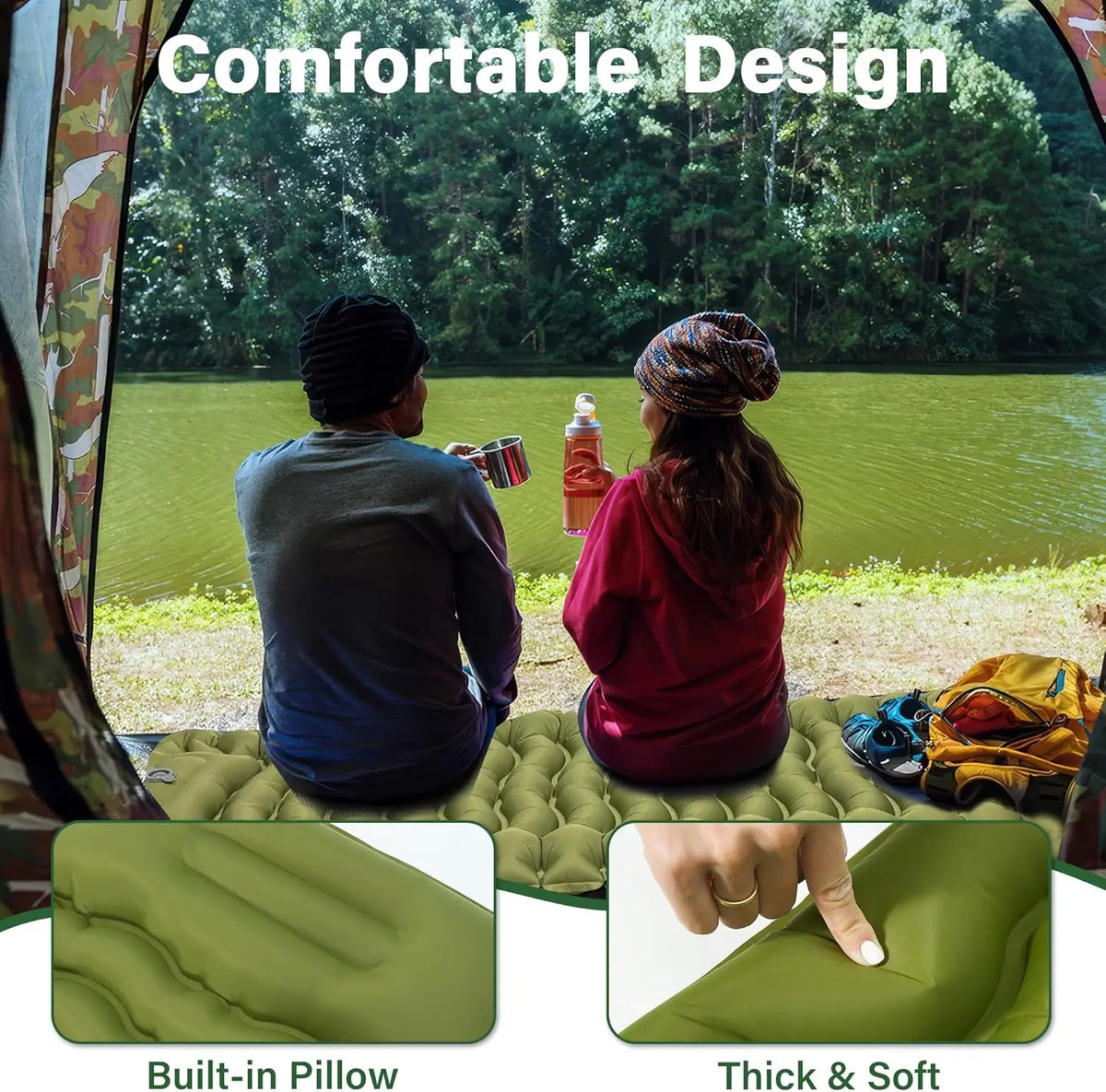 Compact Lightweight Air Mattress Automatic Inflatable Pump Waterproof Soft Camp Sleep Pad Logo Customized for Adult Hiking