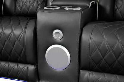Modern Style Upholstery Recliner 2PC Livingroom  Made with Wood & Massage Function Included-Black