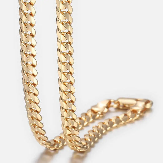 Men's Cuban Link Chain Necklace Gold Color Stainless Steel Chain Necklace Gift for Men Hiphop Jewelry 4.5mm 50cm 60cm