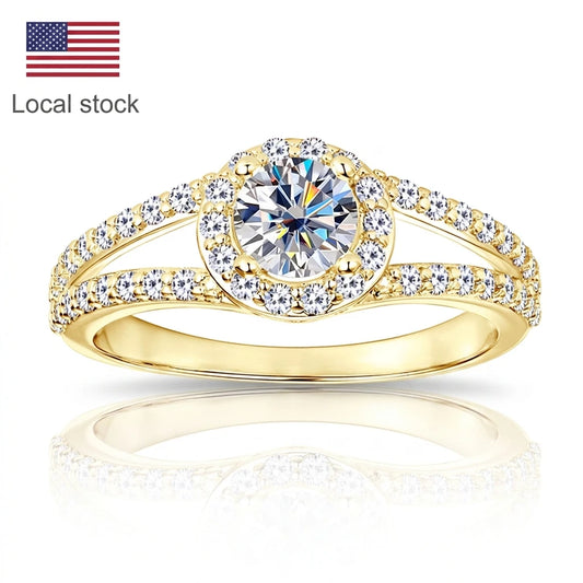 Free Shipping Wholesale Ring 14K Gold Filled Fashion Zircon Fork Ring Women Luxury Engagement Jewelry Ring Accessories Gifts