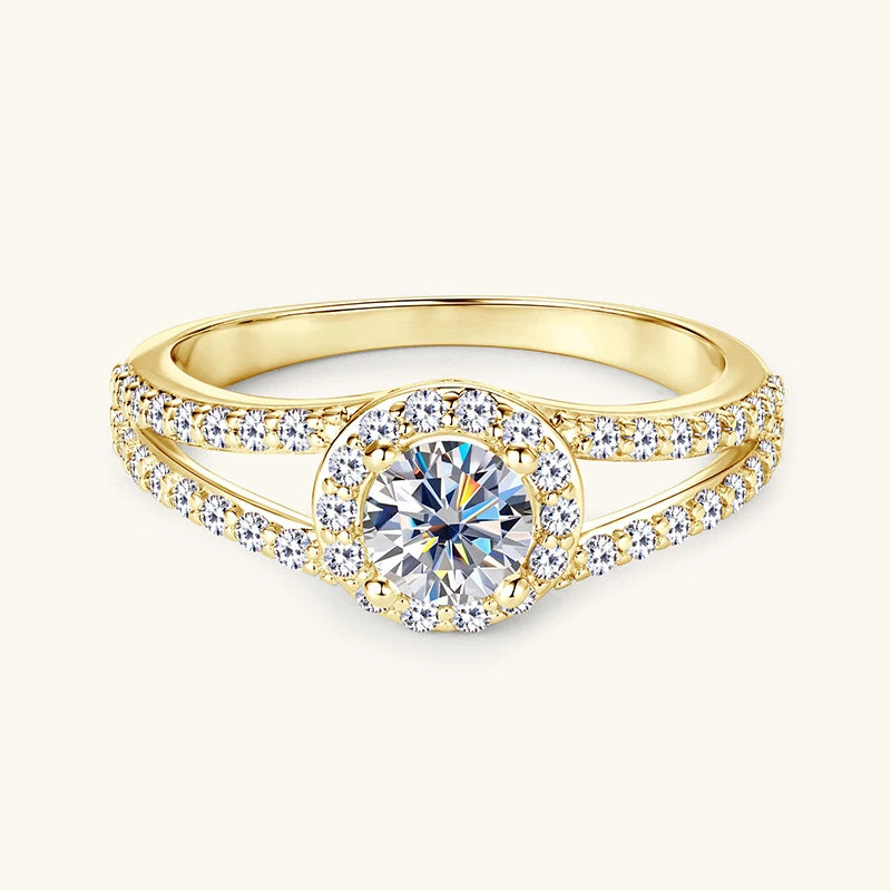 Free Shipping Wholesale Ring 14K Gold Filled Fashion Zircon Fork Ring Women Luxury Engagement Jewelry Ring Accessories Gifts