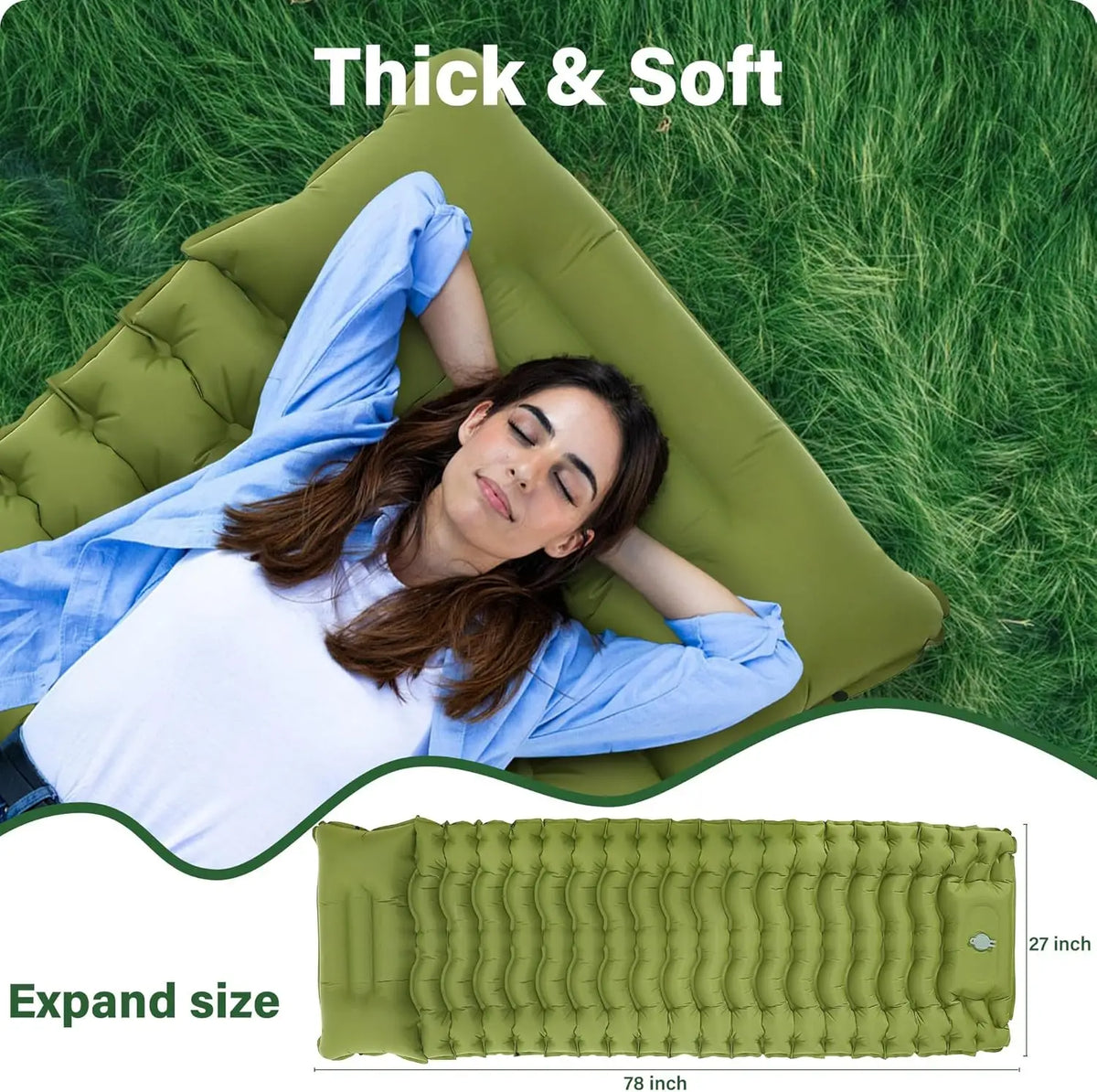 Compact Lightweight Air Mattress Automatic Inflatable Pump Waterproof Soft Camp Sleep Pad Logo Customized for Adult Hiking