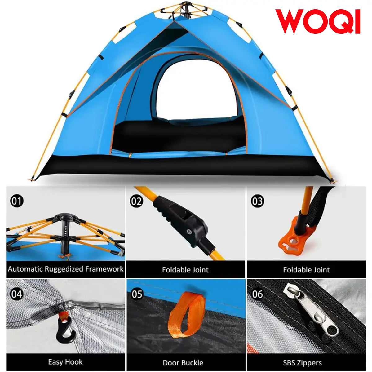 WOQI Portable Outdoor Anti-UV Waterproof Instant Pop up Automatic Instant Tent for Camping Hiking Beach Fishing Picnic Travel