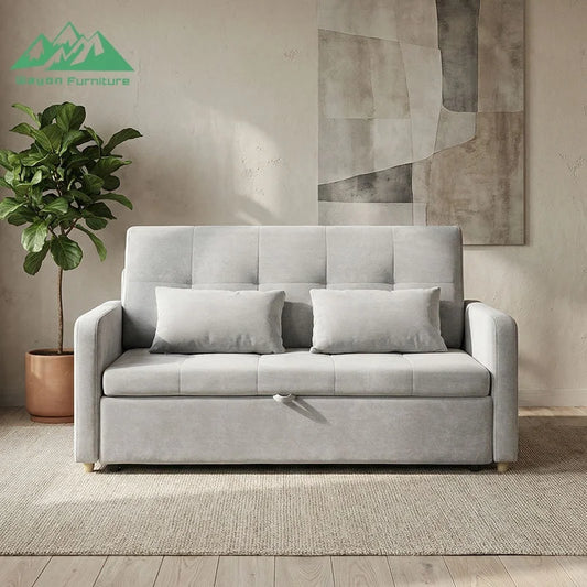 Wayon Modern Velvet Pull-out Sofa Bed Convertible Loveseat Sleeper with Storage Pocket for Small Living Room