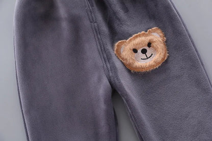 2025 Winter Casual Baby Clothing Set 3pcs Kids Bear Pattern Hooded Coat Warm Outfits for Children
