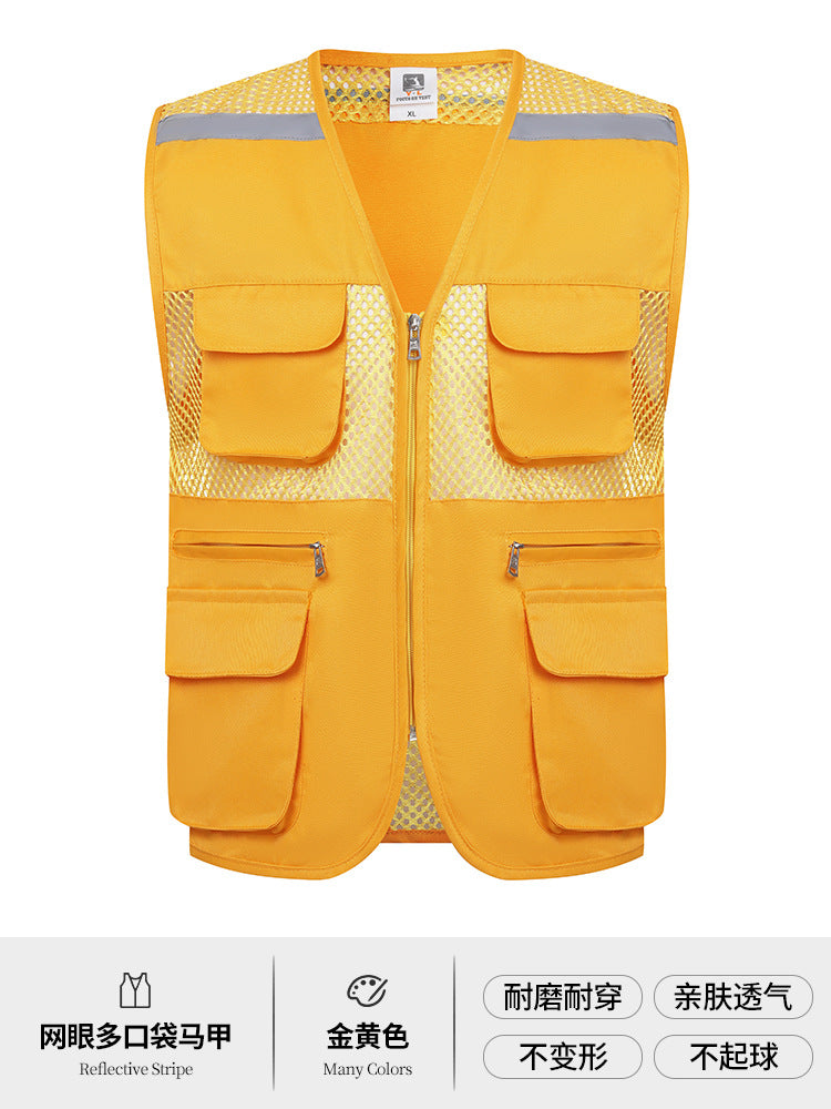 Multi-pocket V-neck overalls waistcoat customized volunteer vest printing travel photography advertising tooling logo