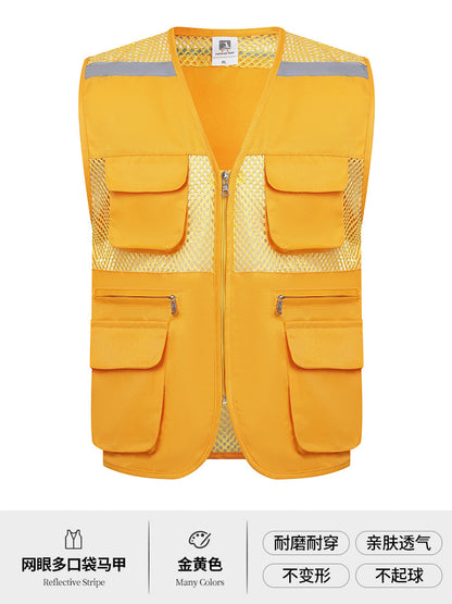 Multi-pocket V-neck overalls waistcoat customized volunteer vest printing travel photography advertising tooling logo