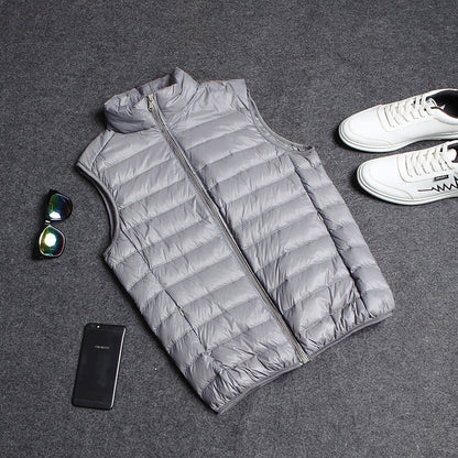 Cotton Outwear Men's Export Men's Lightweight Feather Cotton Outwear Winter Slim Hooded Stand Collar Pure Color Warm Vest Jacket for Men