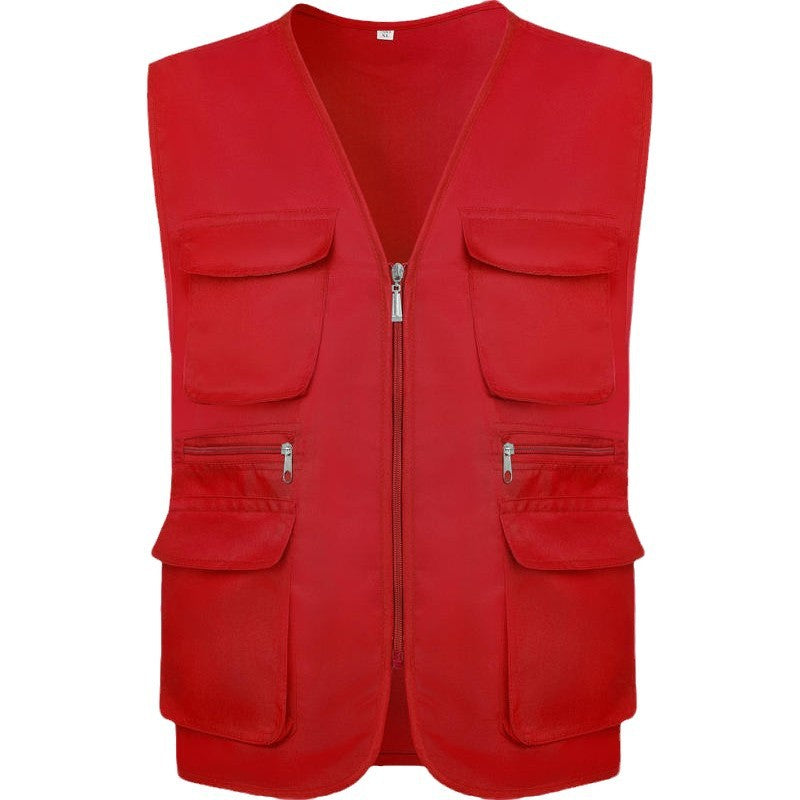 Multi-pocket V-neck overalls waistcoat customized volunteer vest printing travel photography advertising tooling logo