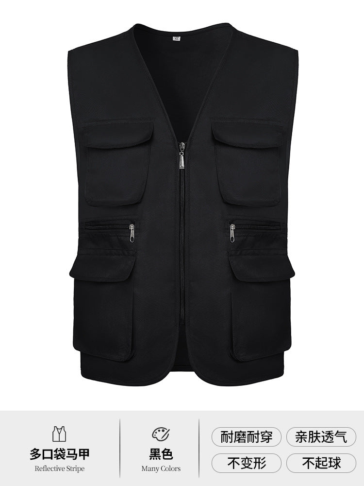 Multi-pocket V-neck overalls waistcoat customized volunteer vest printing travel photography advertising tooling logo