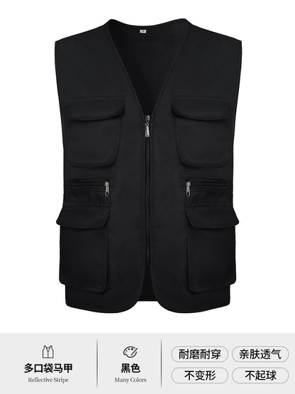 Multi-pocket V-neck overalls waistcoat customized volunteer vest printing travel photography advertising tooling logo