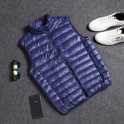 Cotton Outwear Men's Export Men's Lightweight Feather Cotton Outwear Winter Slim Hooded Stand Collar Pure Color Warm Vest Jacket for Men