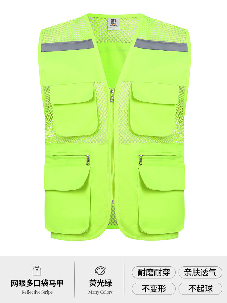Multi-pocket V-neck overalls waistcoat customized volunteer vest printing travel photography advertising tooling logo