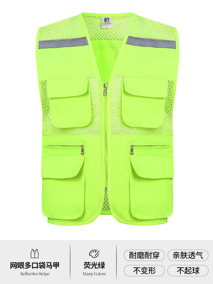 Multi-pocket V-neck overalls waistcoat customized volunteer vest printing travel photography advertising tooling logo