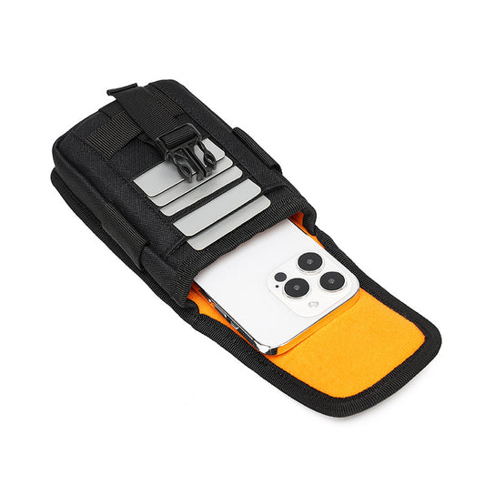 Double-Layer Mobile Phone Waist Bag, Outdoor Mobile Phone and Card Storage Bag, Belt-Worn Mobile Phone Bag Suitable for 6.5inch Edc Bag