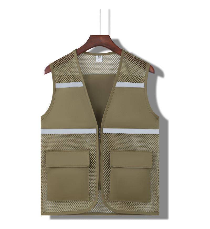 Multi-pocket V-neck overalls waistcoat customized volunteer vest printing travel photography advertising tooling logo