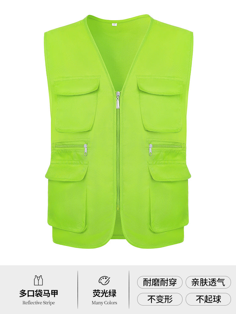 Multi-pocket V-neck overalls waistcoat customized volunteer vest printing travel photography advertising tooling logo