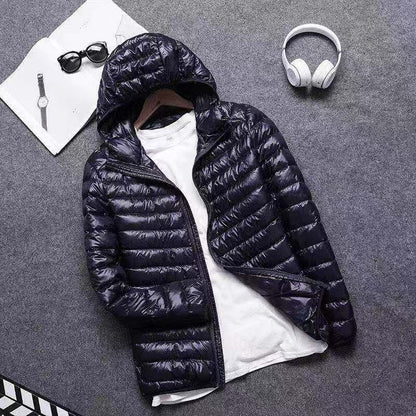 Cotton Outwear Men's Export Men's Lightweight Feather Cotton Outwear Winter Slim Hooded Stand Collar Pure Color Warm Vest Jacket for Men