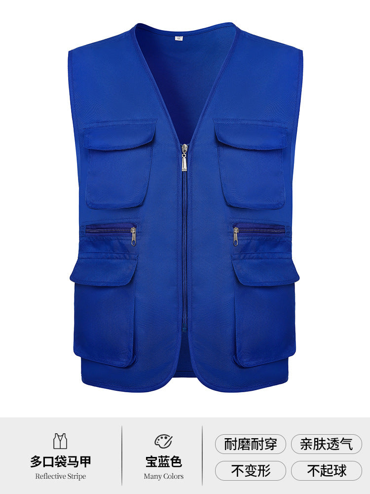 Multi-pocket V-neck overalls waistcoat customized volunteer vest printing travel photography advertising tooling logo