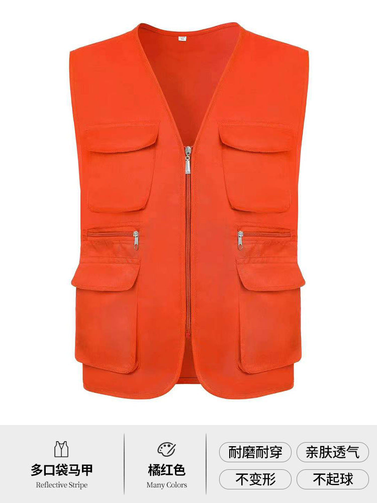 Multi-pocket V-neck overalls waistcoat customized volunteer vest printing travel photography advertising tooling logo