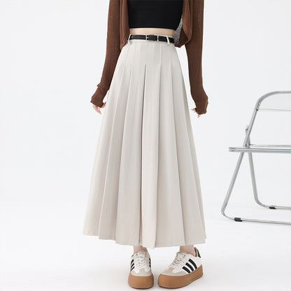 Jk Skirt Women's Autumn and Winter High Waist Slimming Pleated Skirt Belt Large Waist High Waist Suit Elegant Fashionable Mid-Length Skirt