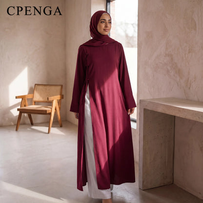 Elegant Abaya Women Dubai Ramadan Eid Arabic Traditional Muslim Modest Dress Islamic Holiday Outfit New Plain Turkey Kaftan Robe