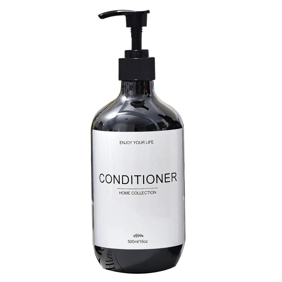 500ml Shampoo Body Wash Conditioner Dispenser Bottle Bathroom Waterproof Pre-Labeled Refillable Shampoo Bottle Soap Container