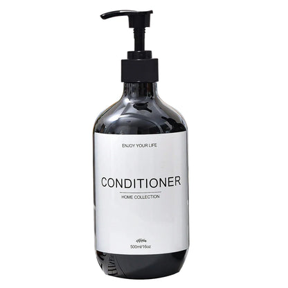 500ml Shampoo Body Wash Conditioner Dispenser Bottle Bathroom Waterproof Pre-Labeled Refillable Shampoo Bottle Soap Container