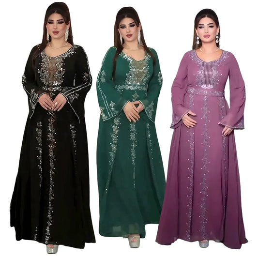 2025 Abayas For Women Dubai Luxury African Muslim Fashion Dress Caftan Marocain Evening Party Dresses Boubou Robe Djellaba Femme