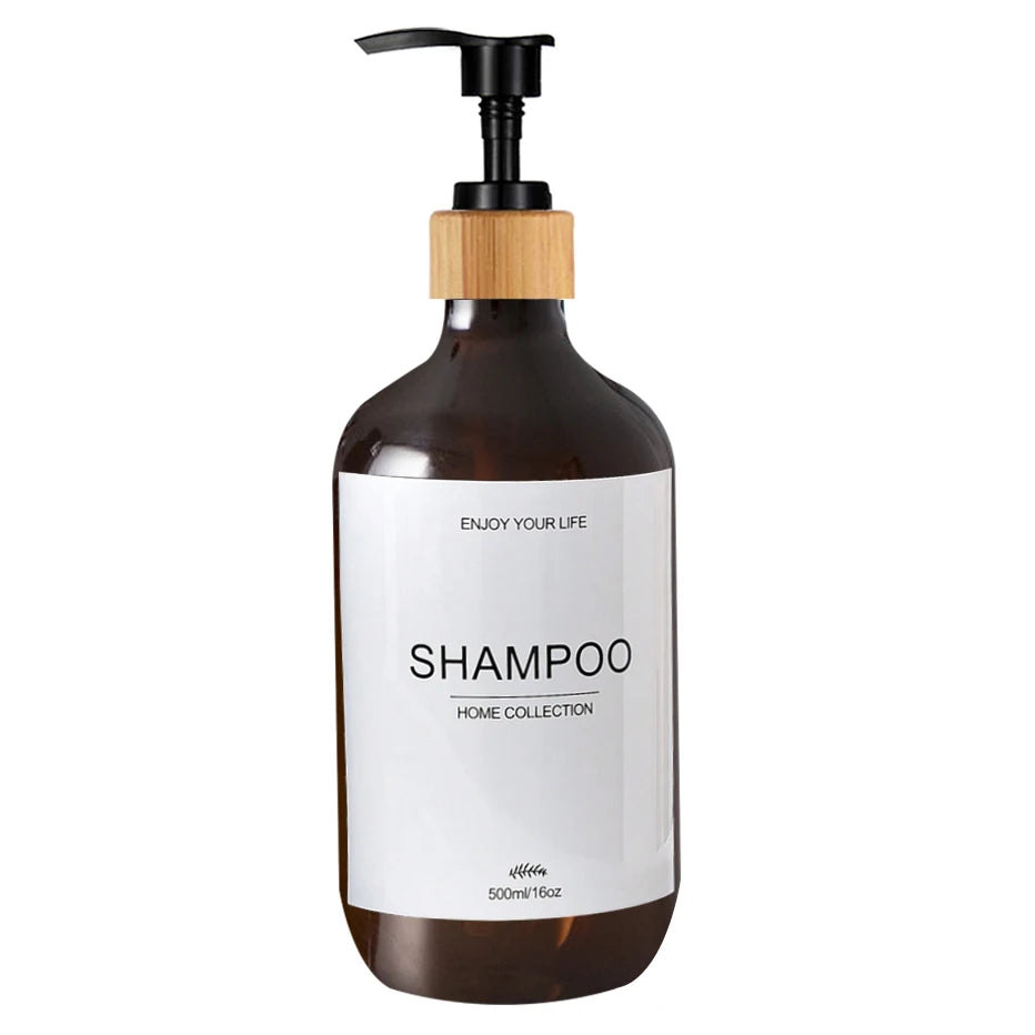 500ml Shampoo Body Wash Conditioner Dispenser Bottle Bathroom Waterproof Pre-Labeled Refillable Shampoo Bottle Soap Container