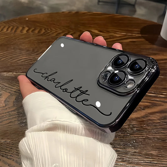 Personalized Custom Name Phone Case Personalized Initials Soft Clear TPU For iPhone 11 To 16 Pro Max Plus With Lens Protector