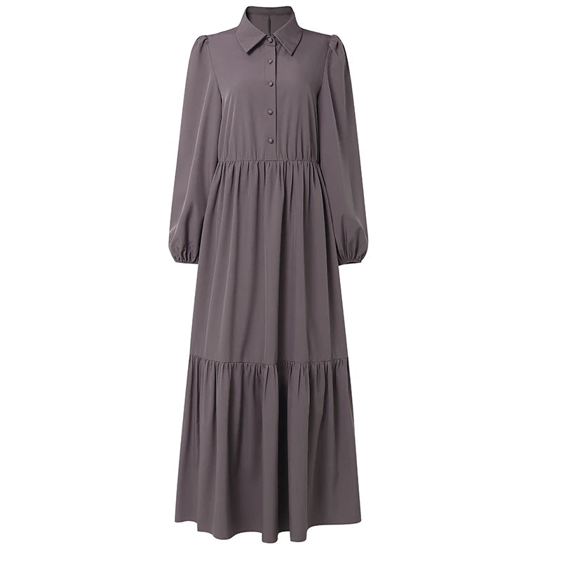 2026 ZANZEA Muslim Hijab Dresses Abaya Women Elegant Long Sleeve Pleated Sundress Solid Belted Party Robe Kaftan Dubai Vestidos