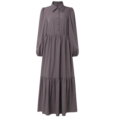 2026 ZANZEA Muslim Hijab Dresses Abaya Women Elegant Long Sleeve Pleated Sundress Solid Belted Party Robe Kaftan Dubai Vestidos