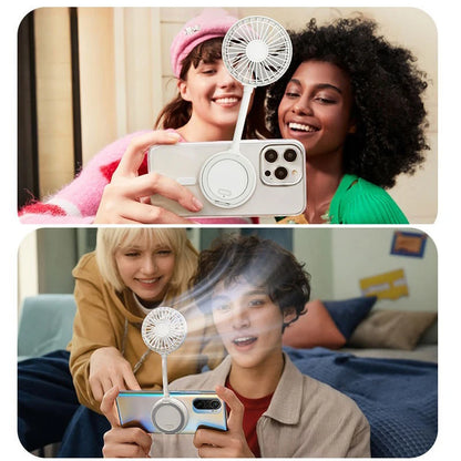 Portable Magnetic Small Fan, Mini Folding Fan, Suitable for iPhone and Magnetic Phones and Magnetic Phone Cases