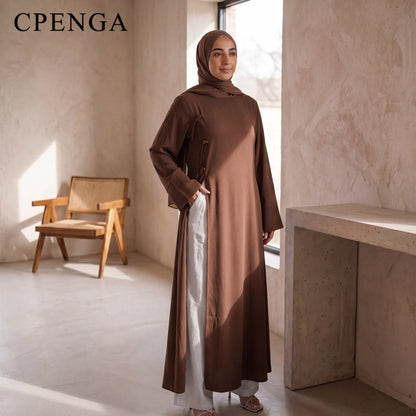 Elegant Abaya Women Dubai Ramadan Eid Arabic Traditional Muslim Modest Dress Islamic Holiday Outfit New Plain Turkey Kaftan Robe